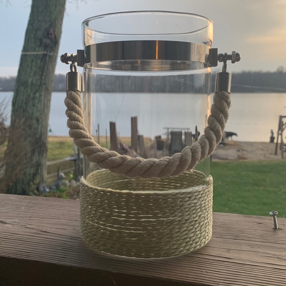 Yankee Candle Co #1573748 J/H W Beach Rope P2 Large Glass Candle Holder NWT